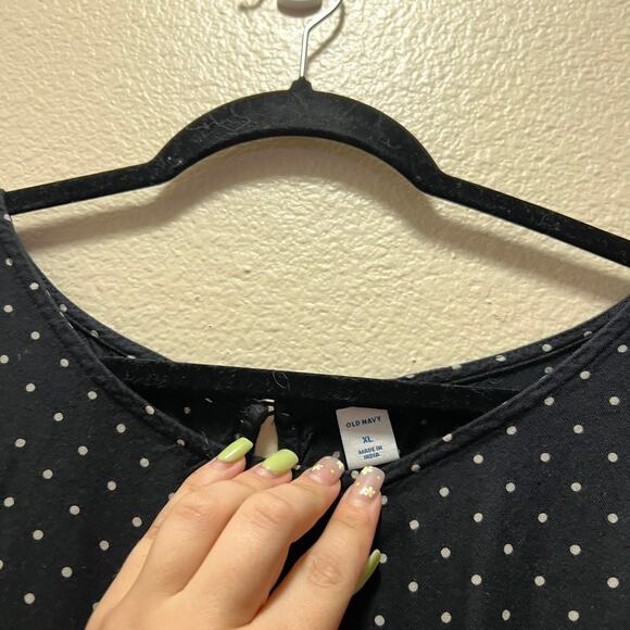 Old Navy Jumpsuit Black White Polka Dots Flutter Sleeveless Over All Sz XL - Picture 8 of 10